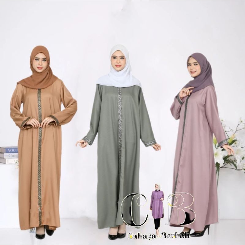 Gamis Abaya moscrep super premium/Gamis Wainta Maxi panjang Ful varian renda garis satu/Abaya arab s