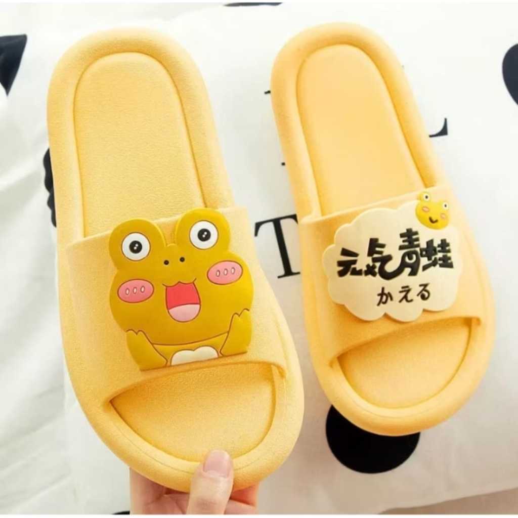 Sandal slop wanita motif kodok lucusandal korean