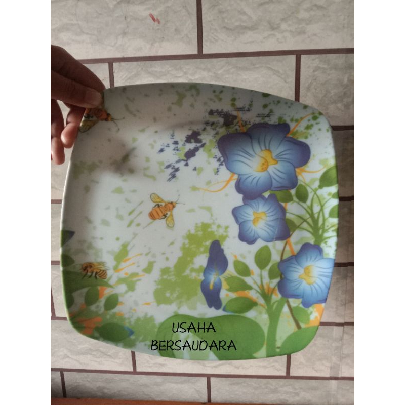 PIRING MELAMIN KOTAK BESAR/ PIRING MELAMIN PERSEGI/ PIRING MELAMIN SAJI BESAR UKURAN 24CM/ PIRING MA