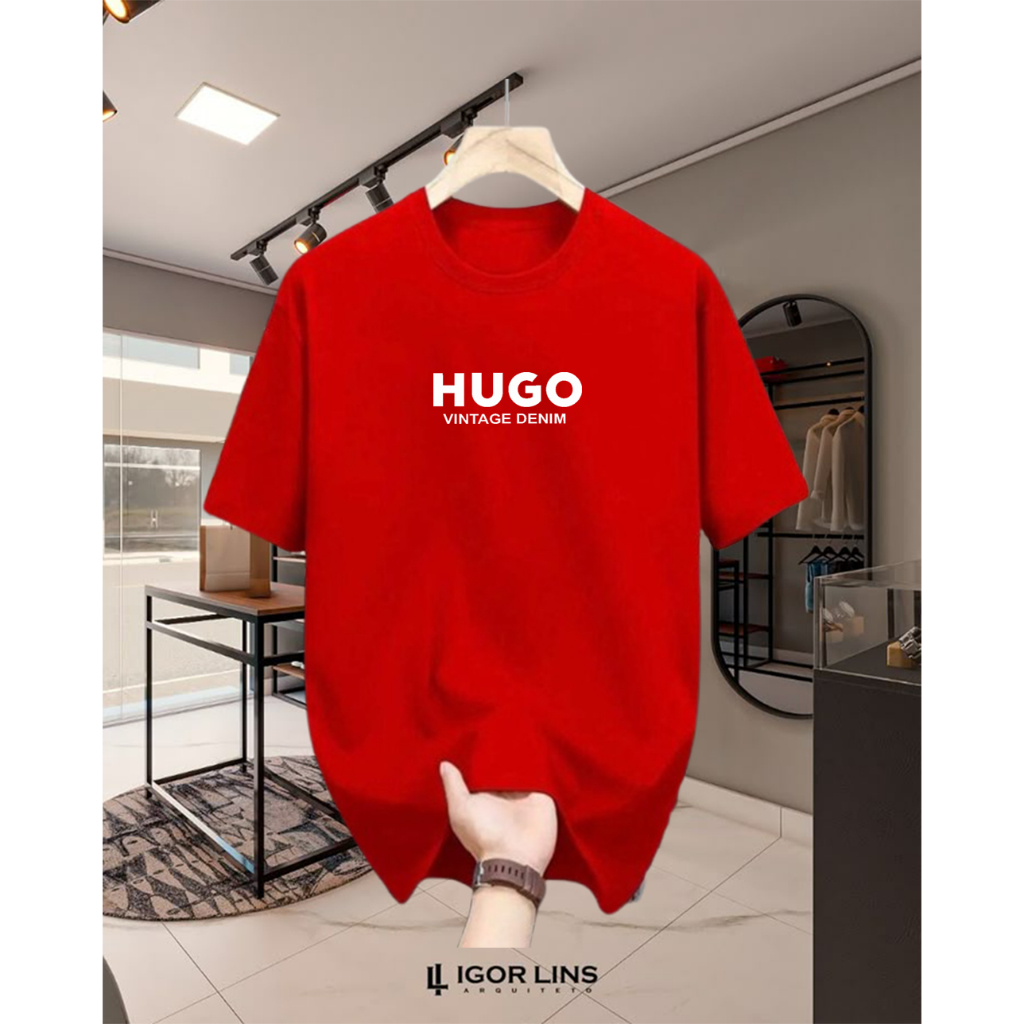 COD  Baju Kaos Distro Hugo Text Putih Premium Quality Kaos Cotton Combed 30s Lengan Pendek T-Shrit K