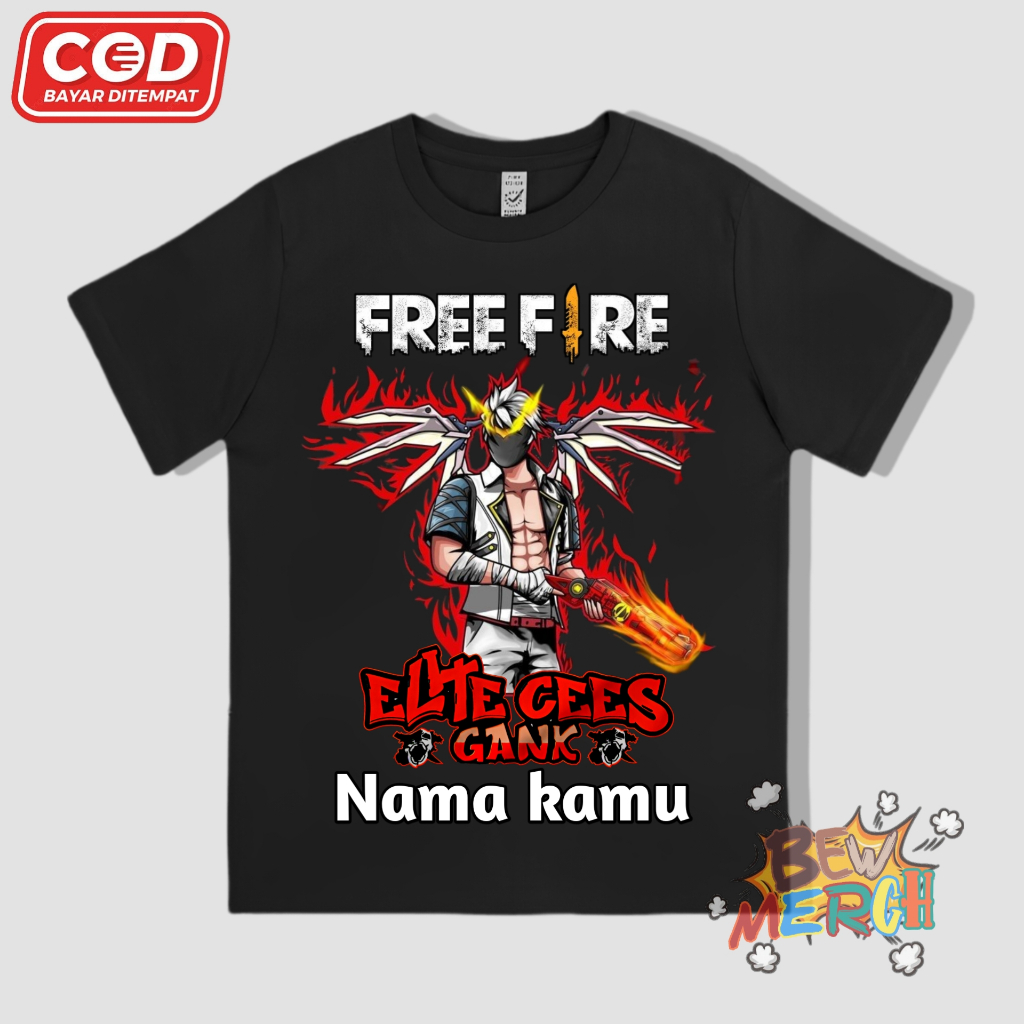 KAOS BAJU ANAK FF FREE FIRE ELITE CEES GANK VERSI SG OPM SAYAP FF TSHIRT ANAK GAME FREE FIRE FREE