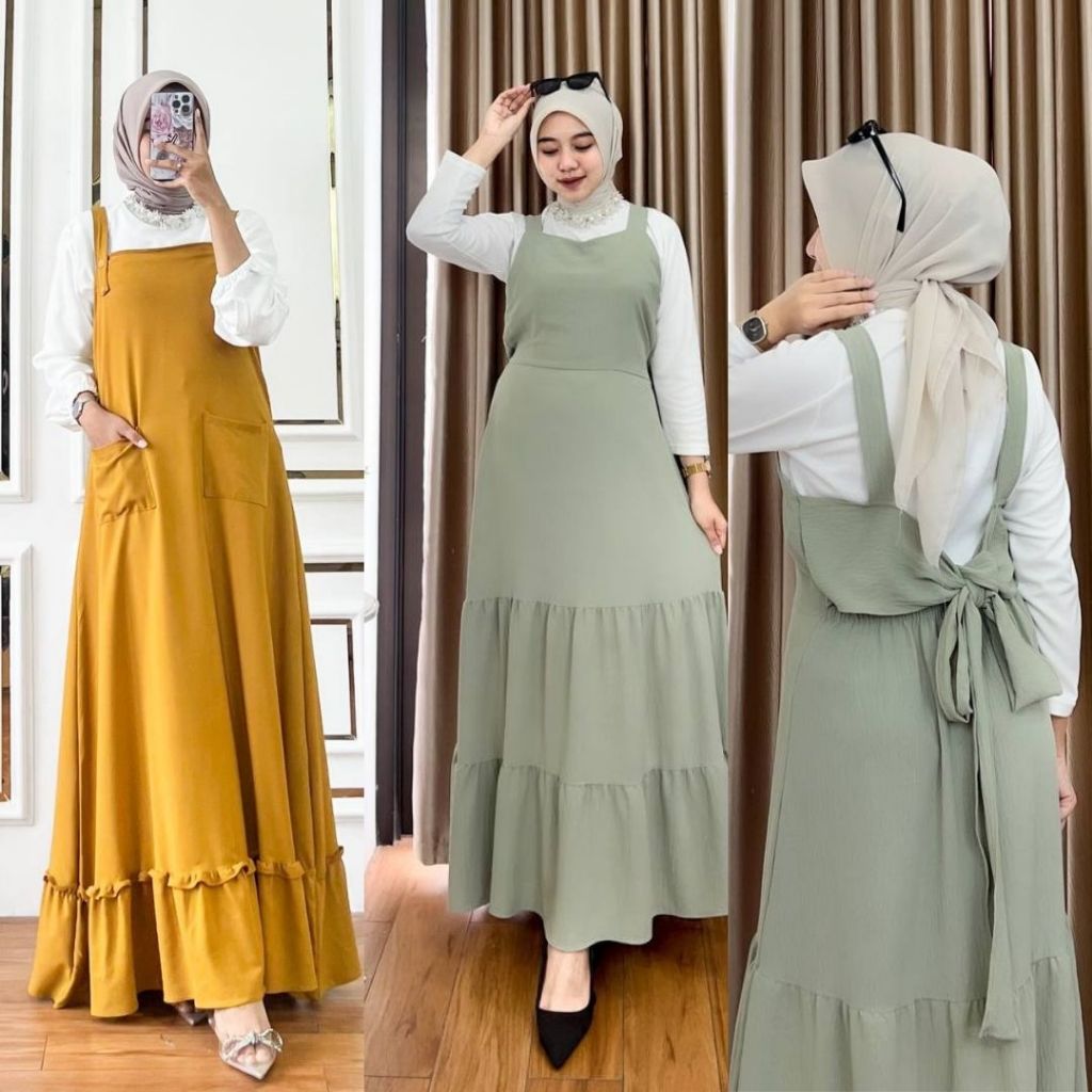 FREE INNER  OVERAL SET PITA LEONA OVERAL - Dress Luaran Terbaru Wanita Kekinian