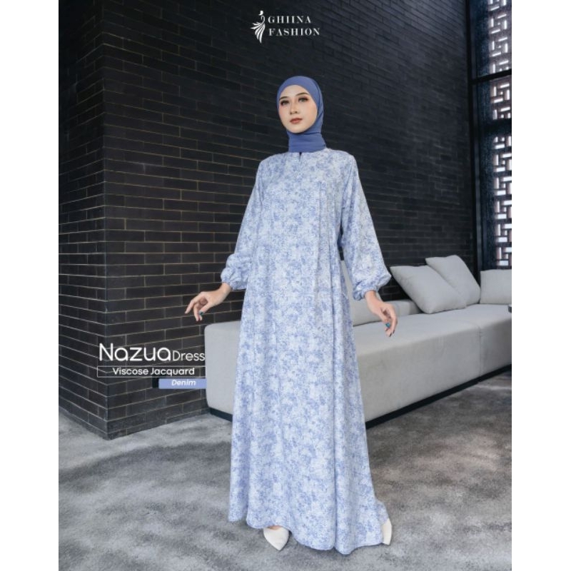 Nazua dress ghina fashion Viscose jacquard gamis ghina original termurah