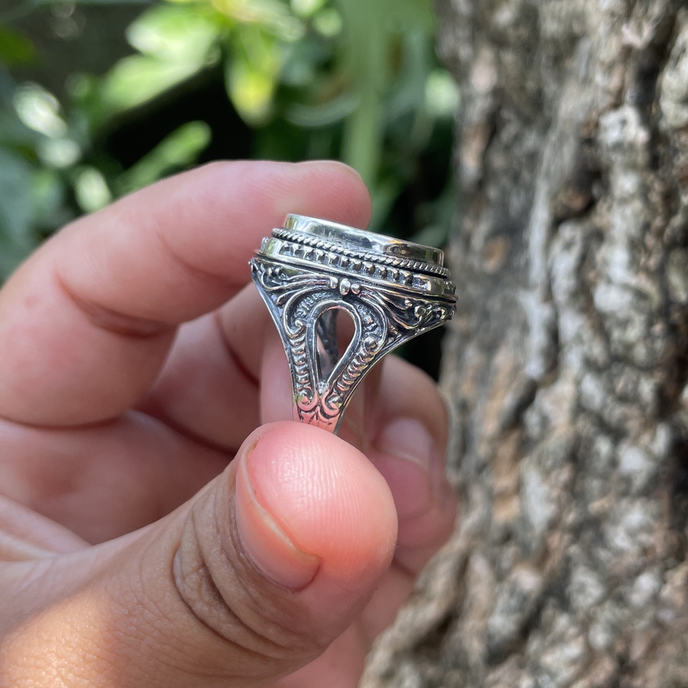 Gagang Emban Cangkok Cincin Ring Perak Silver Bali Asli 925 Ukir Jawan Kawat Pria Laki Wanita Keren 