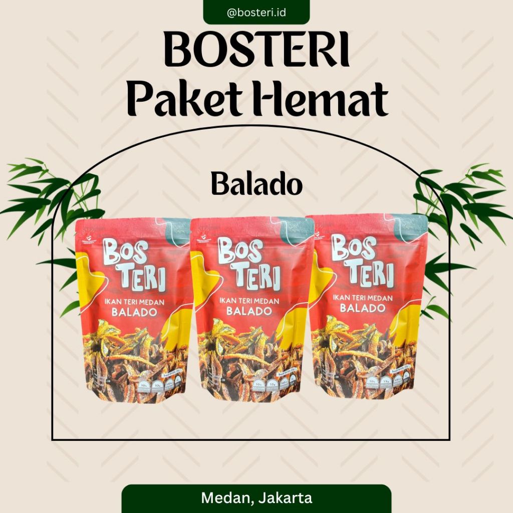 

BOS TERI Ikan Teri Medan Paket Hemat Varian 3in1 Rasa Balado
