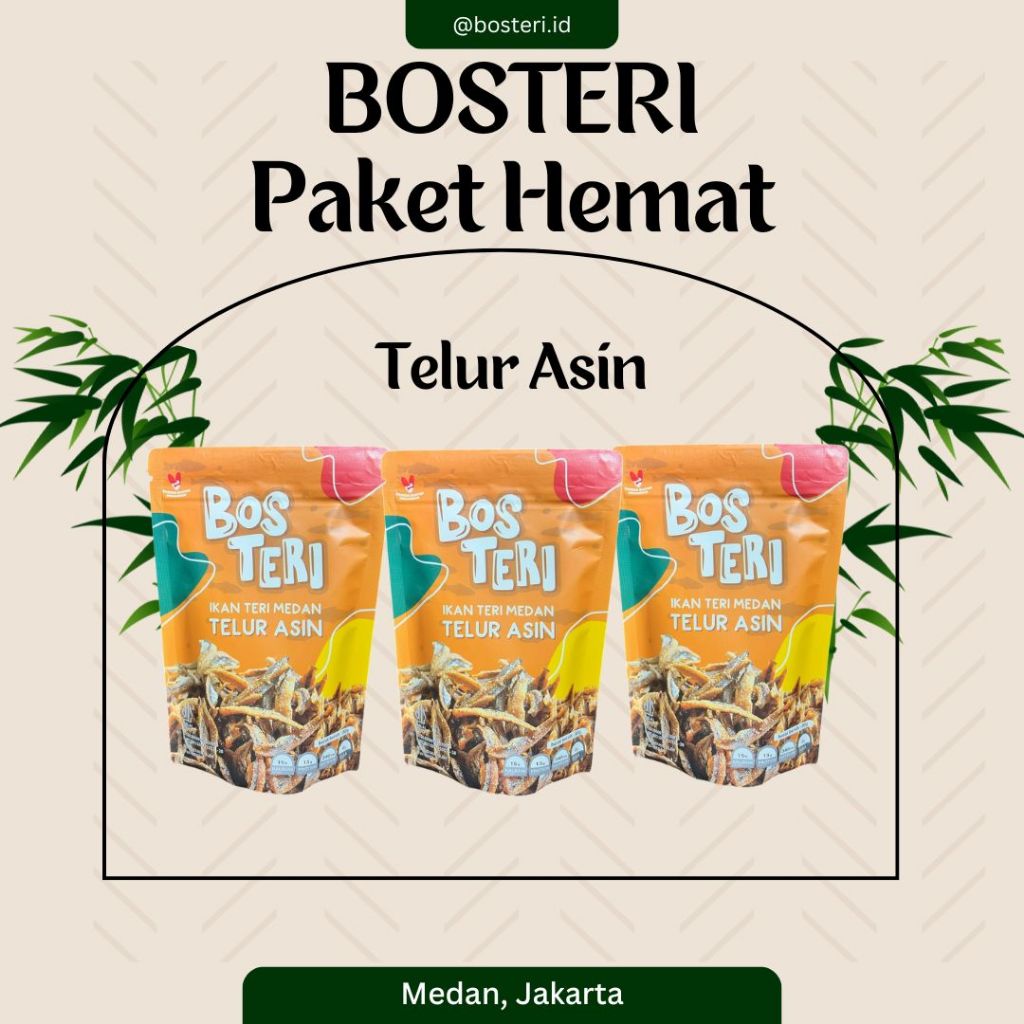 

BOS TERI Ikan Teri Medan Paket Hemat Varian 3in1 Rasa Telur Asin