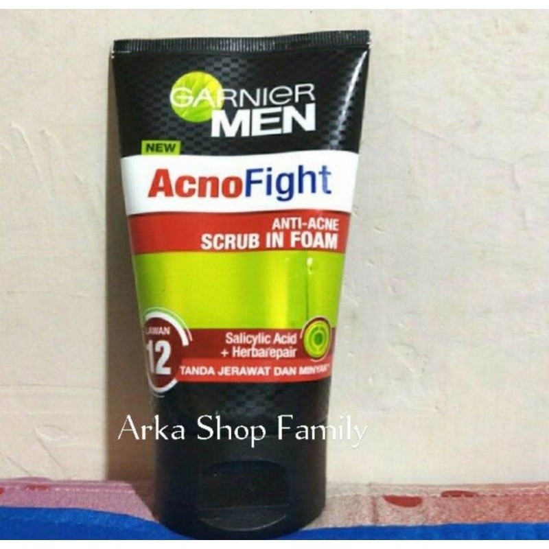 GARNIER Men Acno Fight Anti Acne Scrub In Foam 100ml - Sabun Cuci Muka