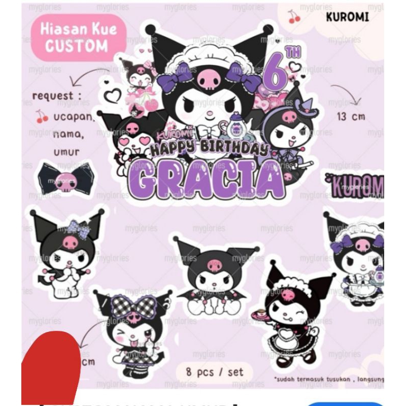 topper/stiker/hiasan kue ulang tahun kuromi
