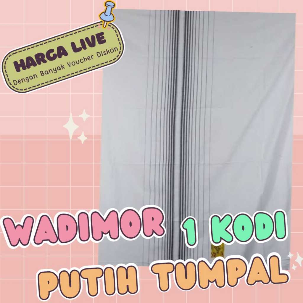 |HARGA LIVE| Sarung Wadimor PUTIH TUMPAL 1KODI / Sarung Dewasa / Sarung Grosir Ecer
