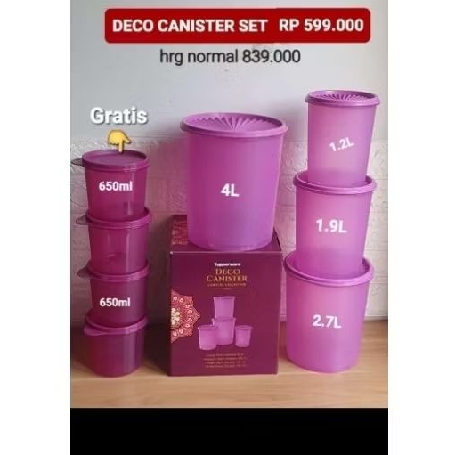 Raya canister set tupperware(4pc)