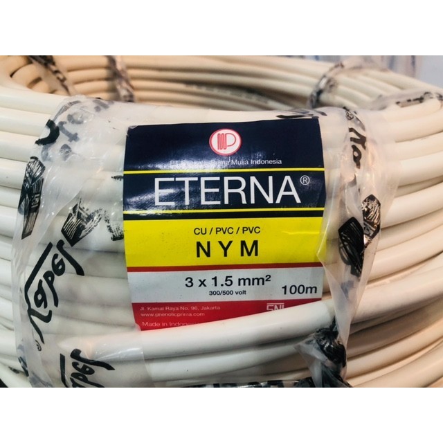 ETERNA NYM 3X1,5 KABEL KAWAT TUNGGAL 3X1.5 100M ETERNA ROLL ETERNA