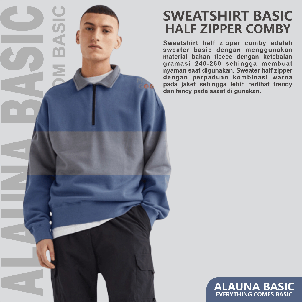 Half Zipper Pria Comby | Half Zip Sweater | Half Zipper Sweater | Sweater Half Zipper Pria