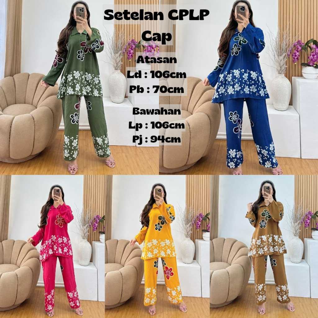 Set Baju Tidur Piyama Lengan Panjang Bahan Matt Rayon Motif Batik Asli Pekalongan