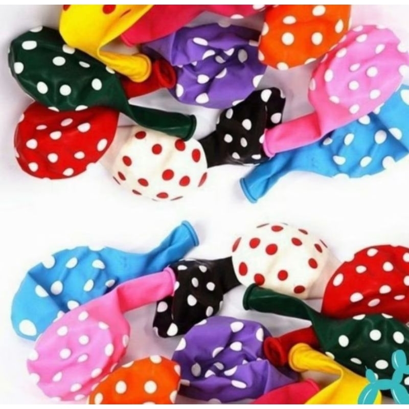 Balon Bola2/ Balon Polkadot Campur Warna Warni Isi 10Pcs