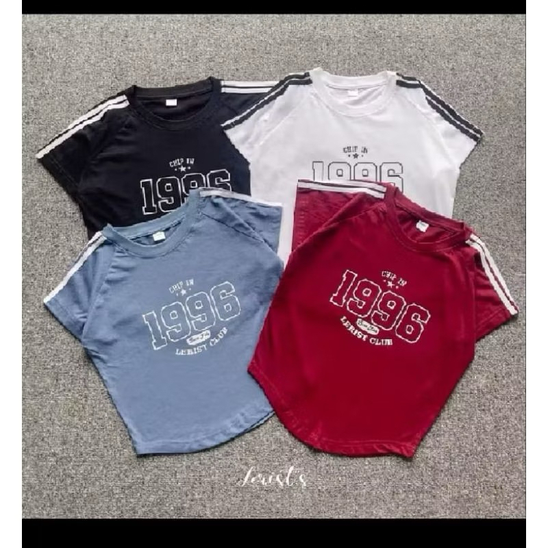 CROP CHIP IN 1996 LERIST CLUB WOMEN - Tshirt Crop Round neck top tee Kaos atasan wanita cotton combe