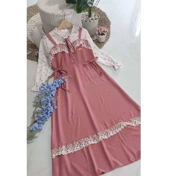 Gamis Dress Korea Luna Muslimah Remaja Cantik Murah Elegant