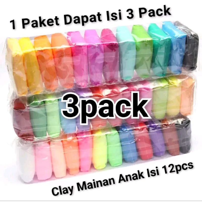 1Paket 3Pack Slime Clay Mainan Anak Mainan Lilin Anak 1Paket 3Pack Slime 36Bungkus