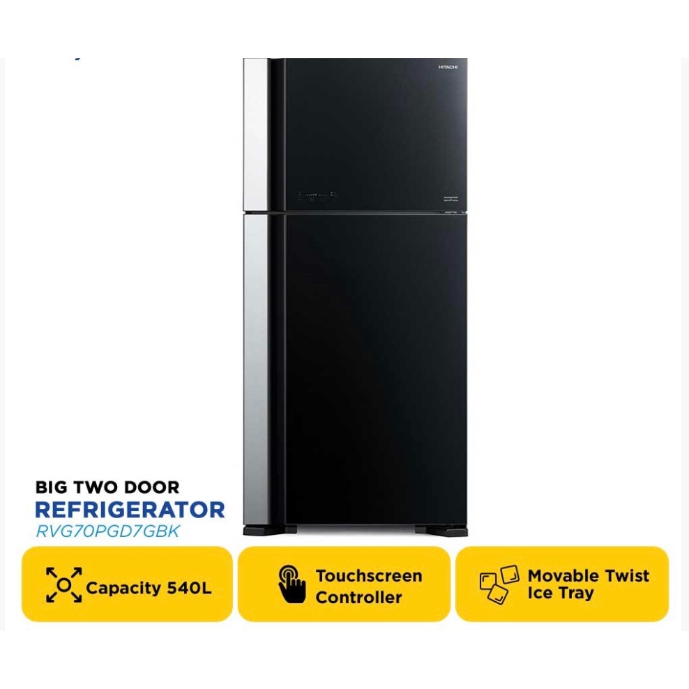 HITACHI KULKAS 2 PINTU BESAR BIG 2 DOOR REFRIGERATOR RVG61PGD7GBK
