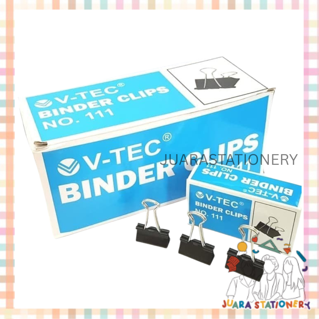 

(228) JUARASTATIONERY Binder Clip V-tec no. 111 PER PAK / Penjepit Kertas Klip Kertas