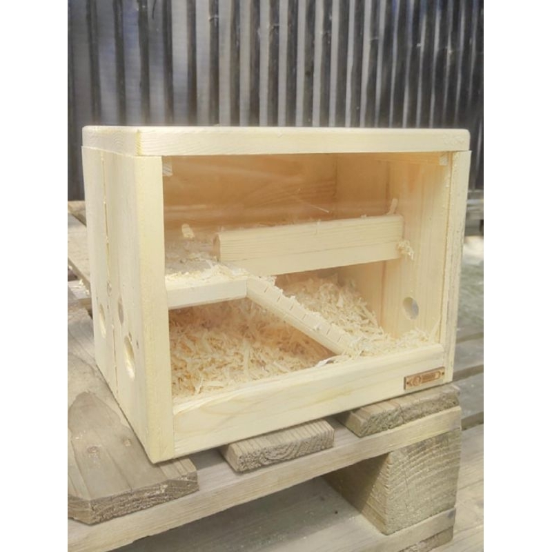 KANDANG HAMSTER 2 LANTAI KAYU JATI AESTHETIC