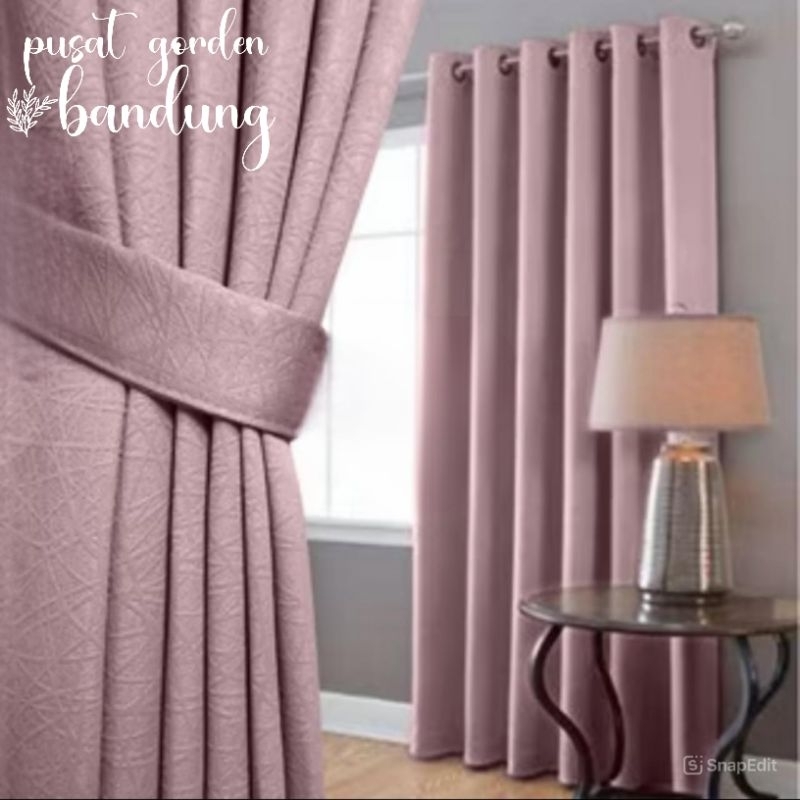 Gorden Blackout Warna Pink Polos Tinggi 225cm minimalis mewah murah berkualitas merah muda tirai jen