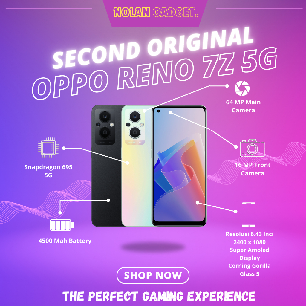 OPPO RENO 7z 5G 8/128GB SECOND FULLSET ORIGINAL LIKE NEW (SECOND)