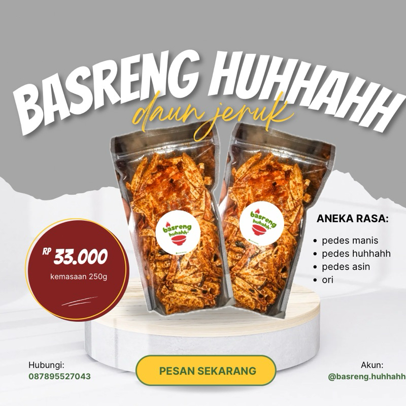 

BASRENG DAUN JERUK 250g (ORI/PEDES MANIS/PEDES ASIN/PEDES HUHAHH)