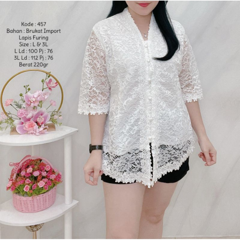 Kaos atasan Wanita lgn 3p4 kcg brukat 457