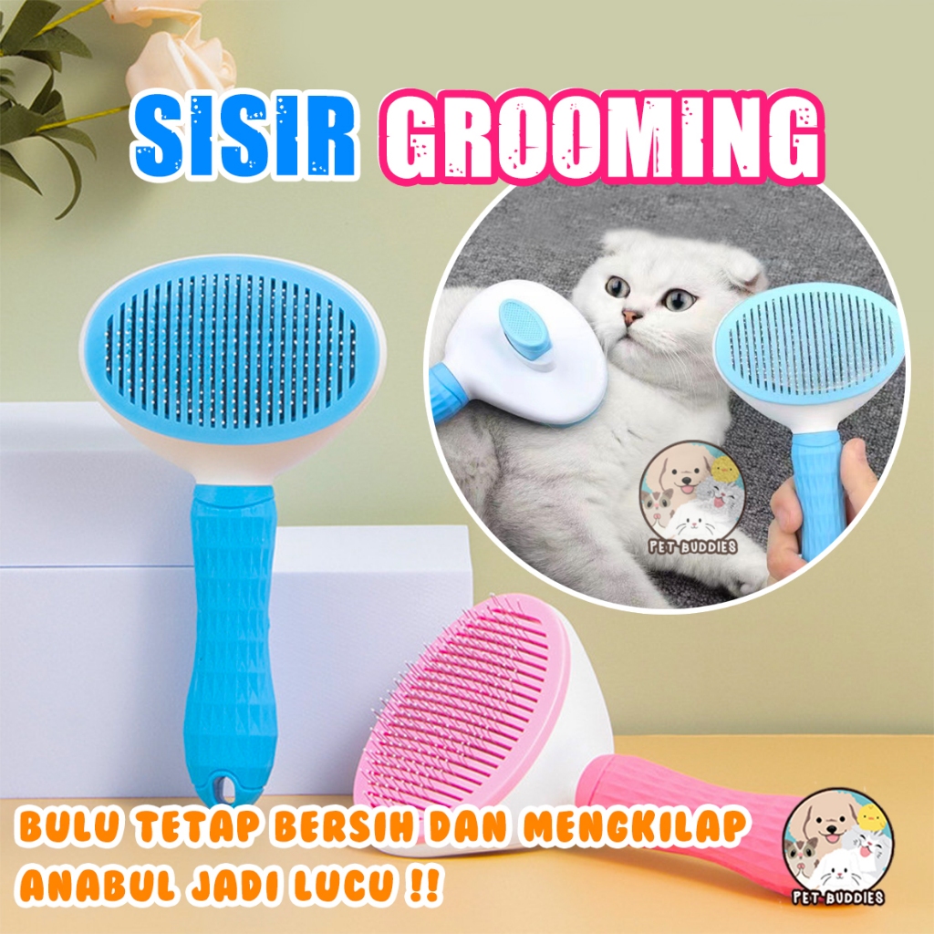 Sisir Kucing / Sisir Bulu Kucing Otomatis / Sisir Kucing Bulu Rontok dan Kutu / Sisir Kutu Kucing