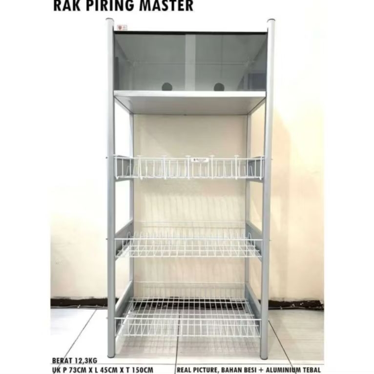Rak Piring Master Aluminium Dengan Penutup Kaca