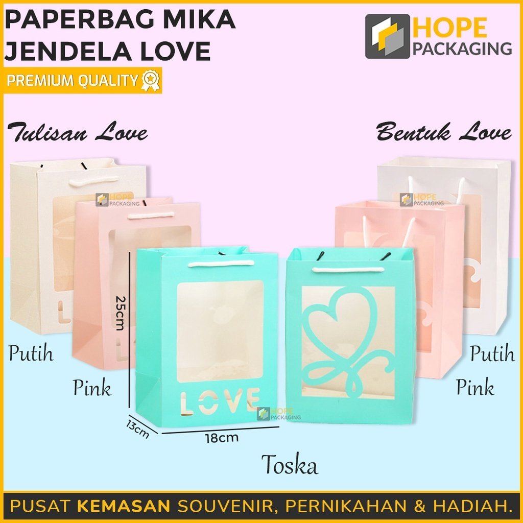 

Paper Bag Mika Hadiah/ Paper Bag Mika Bentuk Jendela Love/Tulisan Love Size : 25x18x 13 cm/ Paper Bag Kado Mika Transparan / Souvenir Kado Ulytah/ Kantong Bingkisan Valentine/ Paper Bag Mika Hadiah Anniversary