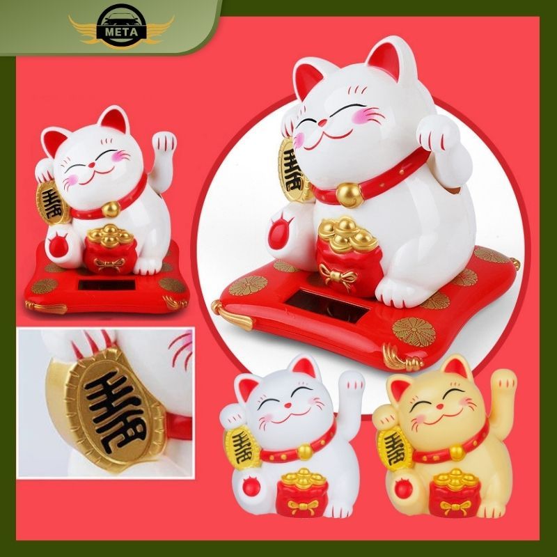 Kucing Hoki Kucing Rejeki Hiasan Mobil / Solar Patung Kucing Hoki / Kucing Hoki Pajangan Mobil