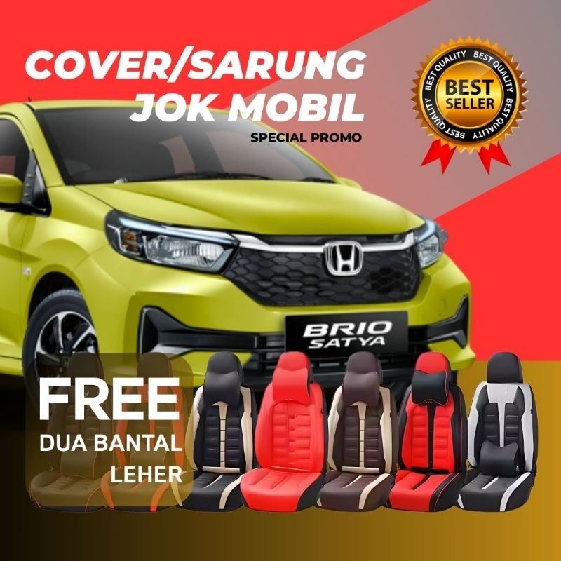 Cover Jok Mobil Brio Satya 2014-2015 Full Set 2 Baris Free 2 Bantal Leher