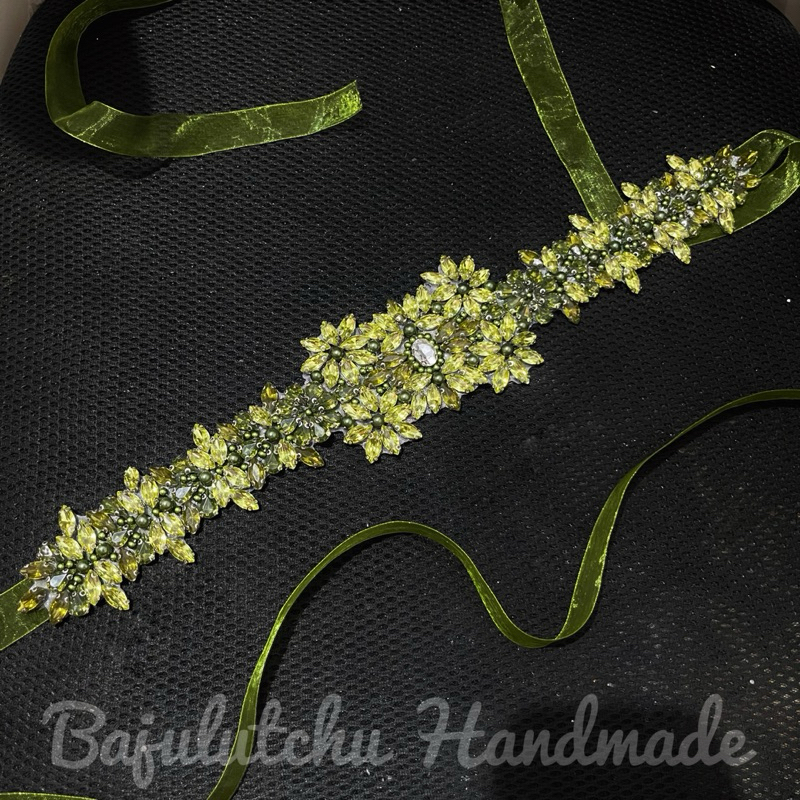 Belt Obi Big Crown full hijau mutiara