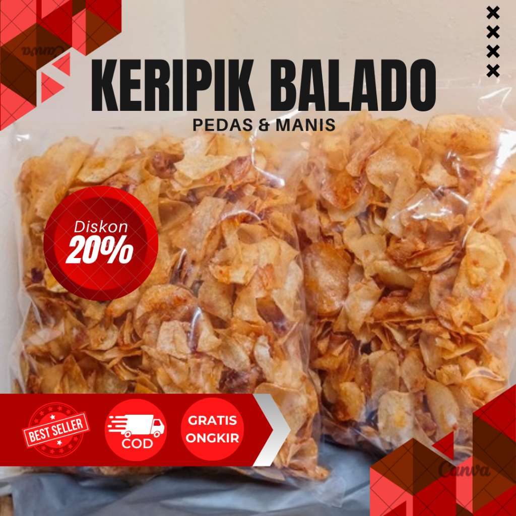 

Keripik Talas Balado Spesial Pedas Manis 250gr/500gr/1kg Termurah