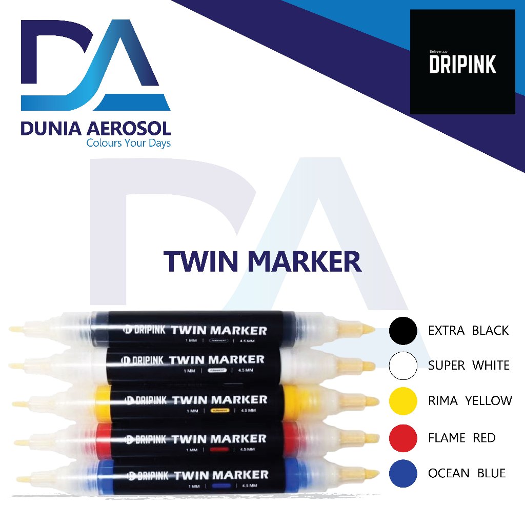 

Paint Marker Twin 1mm dan 4.5mm chisel Dripink