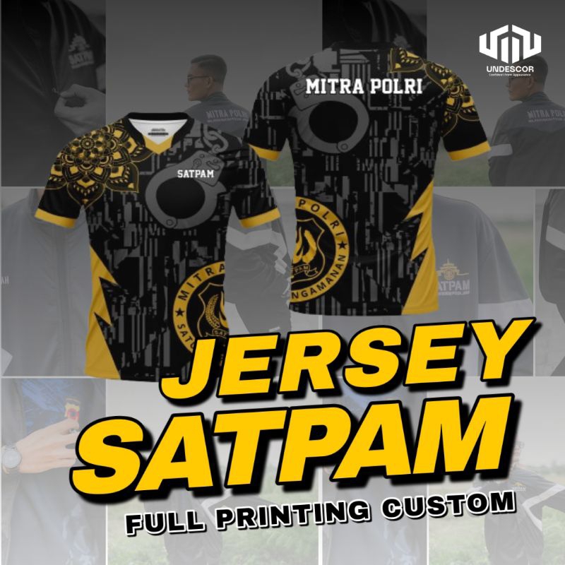 Jersey Printing Satpam Mitra Polri Kaos Olahraga Security Guard Pria Wanita Lengan Pendek Outdoor Fu