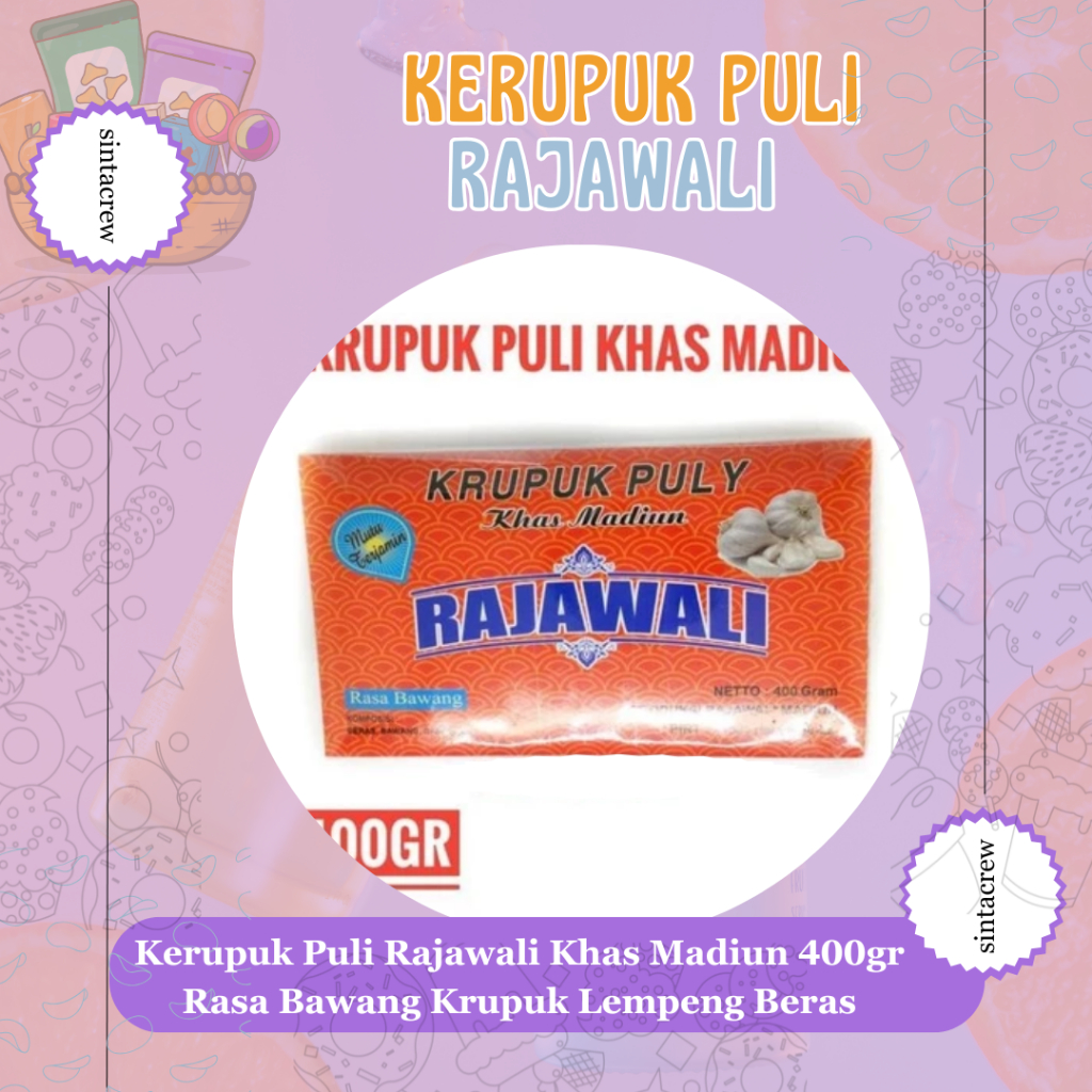 

Kerupuk Puli Rajawali Khas Madiun 400gr Rasa Bawang Krupuk Lempeng Beras