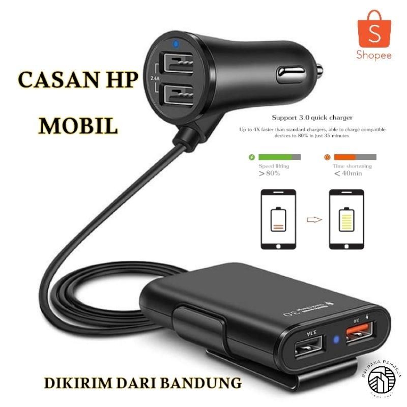 Charger Mobil Car Charger Power Delivery HP Mobil Support Quick Charging 3.0 4 Port USB Universal