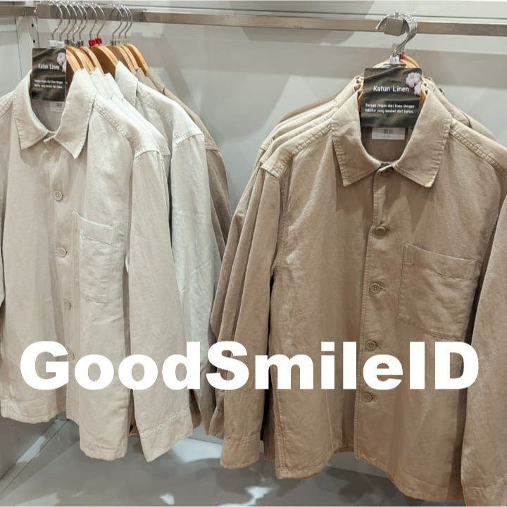 SALE!! Men Jaket Kemeja Katun Linen Over Shirt Jacket Outerwear Outer Luaran Pria Wanita JASTIP UNIQ