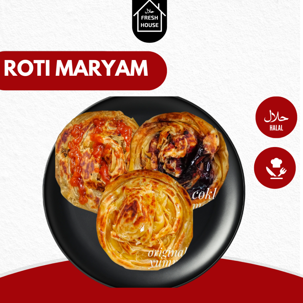 

ROTI MARYAM ORIGINAL/COKLAT/DAGING PEDAS FROZEN ISI 3