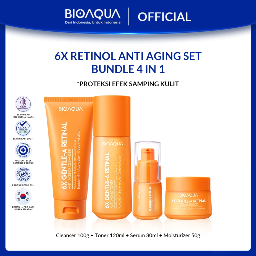 BIOAQUA Day & Night Paket Skincare Set SymWhite 377 Whitening and Retinol Anti Aging With Face Wash 