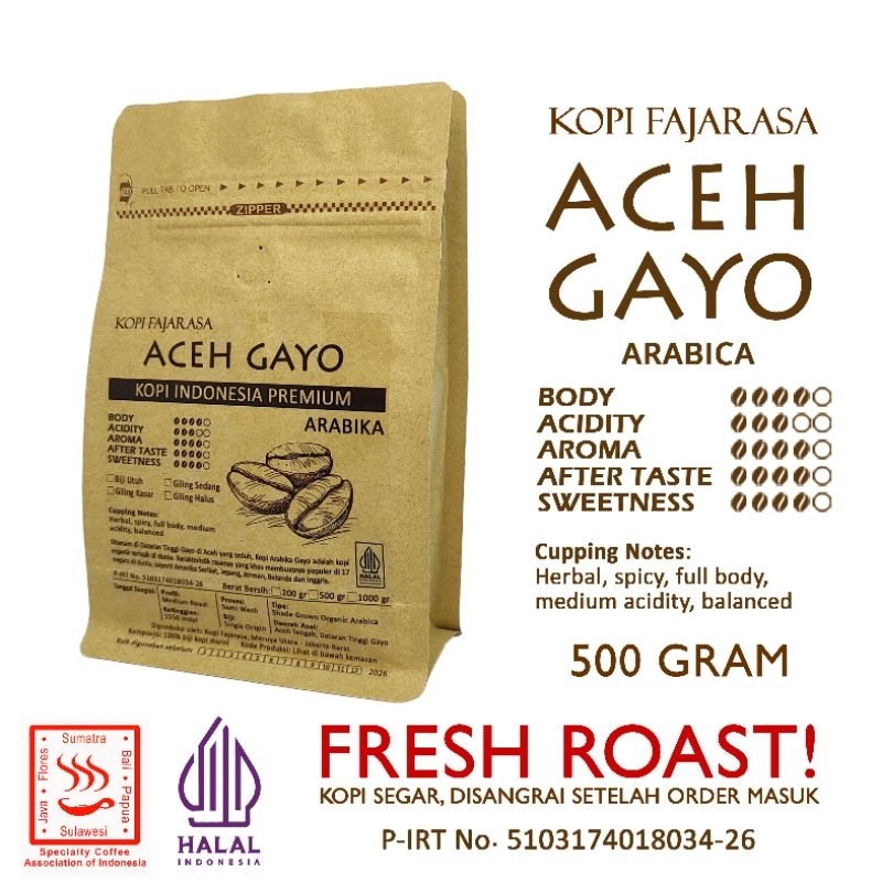 

Kopi Fajarasa Aceh Gayo Biji Kopi Arabica 500 gram