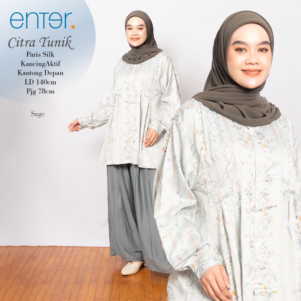 enter atasan jumbo wanita ld 140 citra tunik motif pirnt mat silk