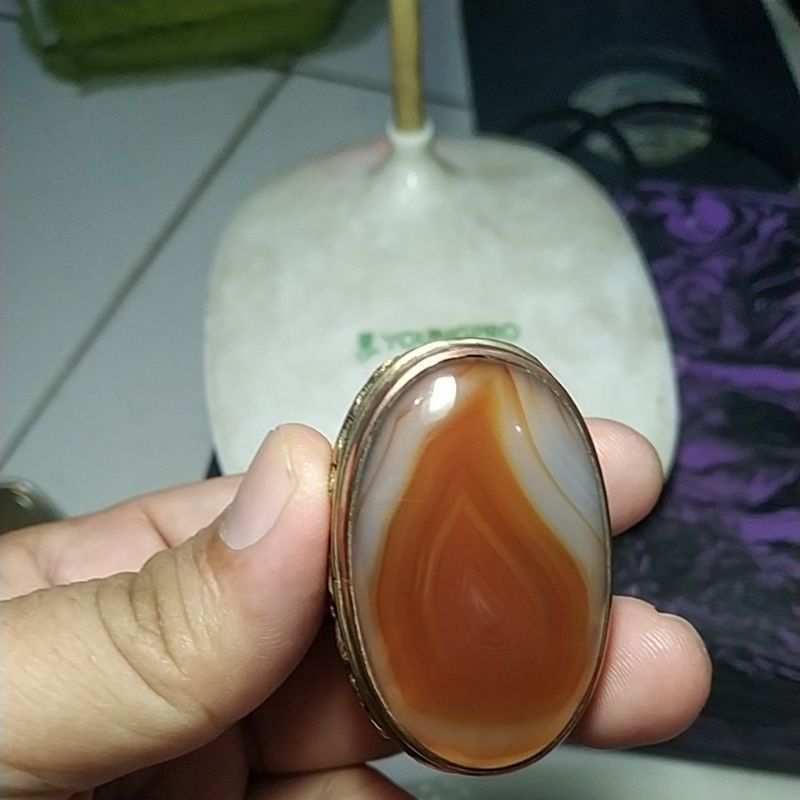 Batu Akik Sulaiman Motif Kantong Semar Babon Unik kode 20/485