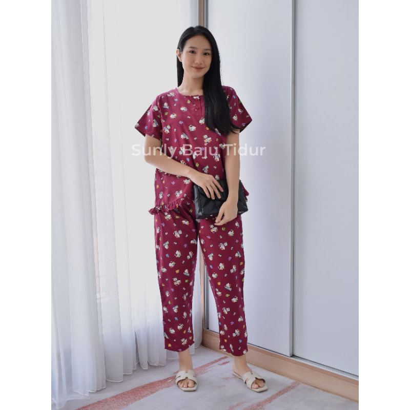 Sunly Baju Tidur Celana Panjang Uk. 24 Piyama Panjang Wanita
