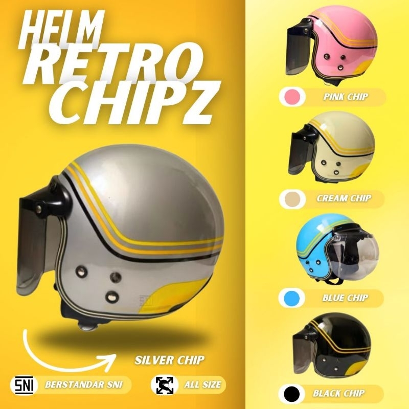 HDS HELMET Helm Bogo Dewasa Classic Chip Original SNI - Pria dan Wanita Cepol Hijab - Retro Style