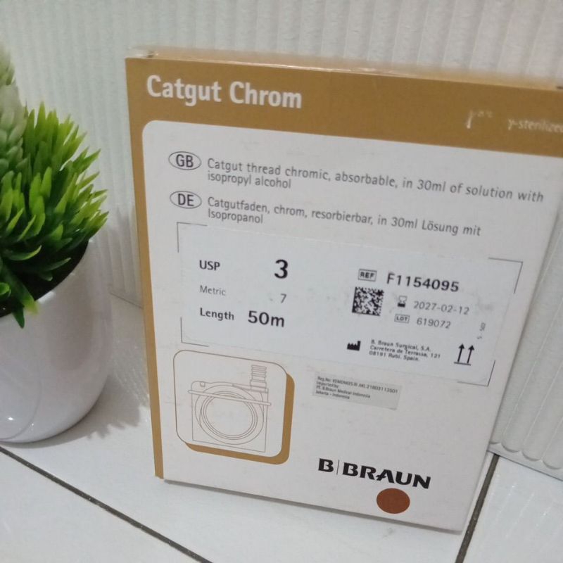 B Brain cat gut chromic 3 metric 7 exp 2027 bulan 2/Braun catgut chromic 3/Braun chromic 3 original