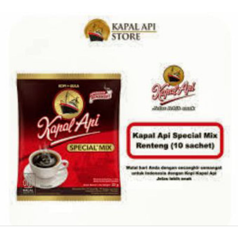 

KOPI KAPAL API SPESIAL MIX KOPI BUBUK INSTAN 23g(i10 pcs)