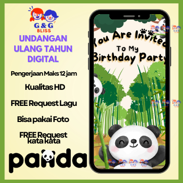 Undangan digital ulang tahun anak video birthday invitation undangan ulang tahun - PANDA
